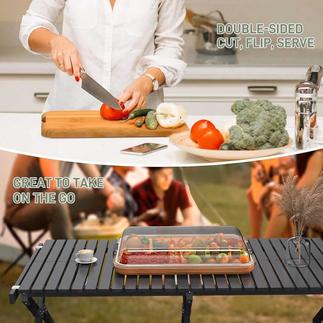 Lisslune | Bamboo Charcuterie Serving Board with Locking Clear Lid – Savorya