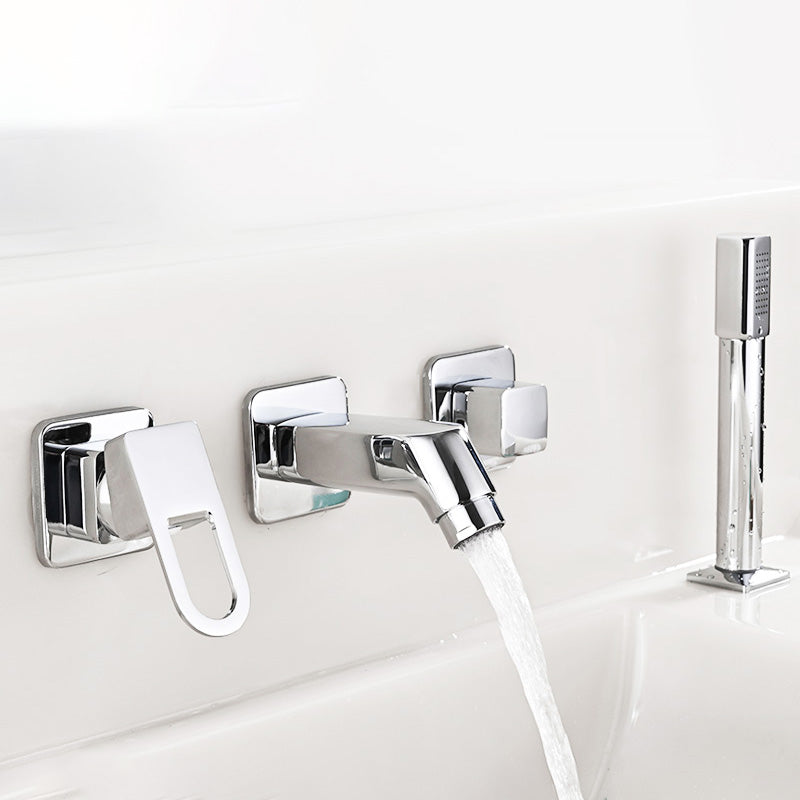 Lisslune | Wall Mounted Faucet Brass Lever Handle Bathroom Faucet Hand Shower