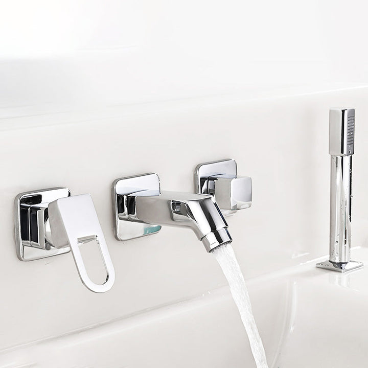Lisslune | Wall Mounted Faucet Brass Lever Handle Bathroom Faucet Hand Shower
