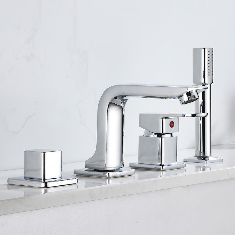 Lisslune | Wall Mounted Faucet Brass Lever Handle Bathroom Faucet Hand Shower