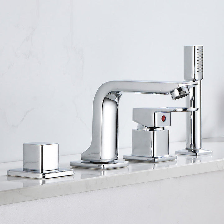 Lisslune | Wall Mounted Faucet Brass Lever Handle Bathroom Faucet Hand Shower