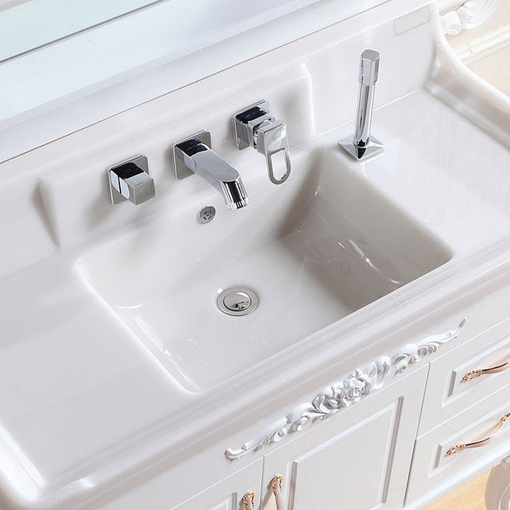Lisslune | Wall Mounted Faucet Brass Lever Handle Bathroom Faucet Hand Shower