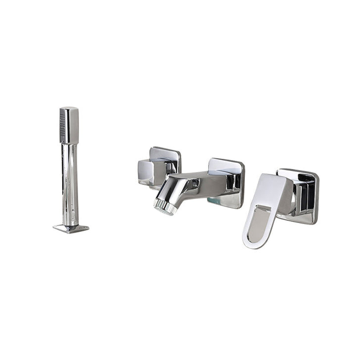 Lisslune | Wall Mounted Faucet Brass Lever Handle Bathroom Faucet Hand Shower