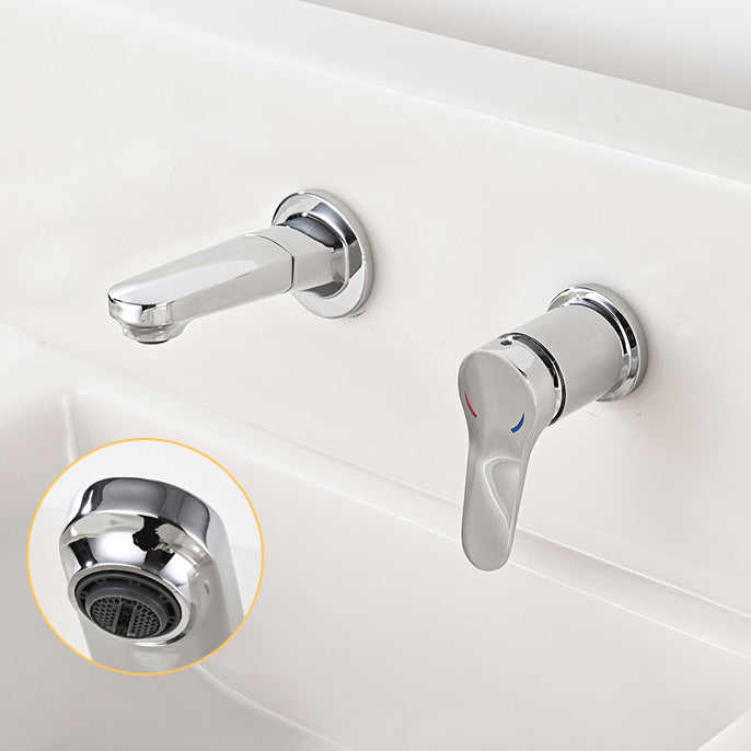 Lisslune | Wall Mounted Faucet Brass Lever Handle Bathroom Faucet Hand Shower