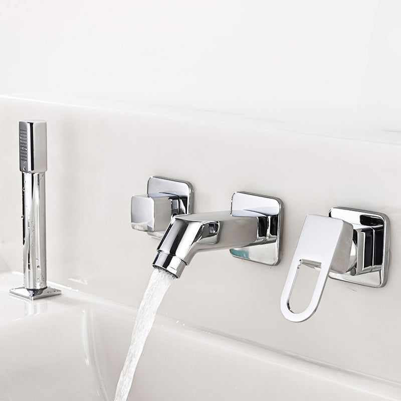 Lisslune | Wall Mounted Faucet Brass Lever Handle Bathroom Faucet Hand Shower