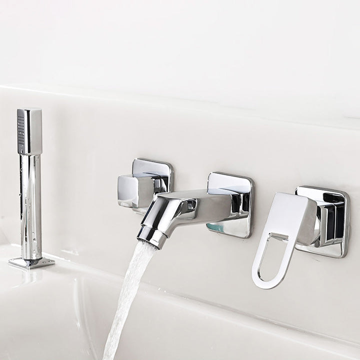 Lisslune | Wall Mounted Faucet Brass Lever Handle Bathroom Faucet Hand Shower