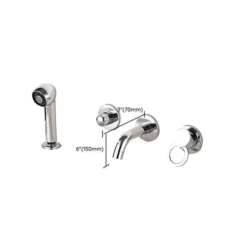 Lisslune | Wall Mounted Faucet Brass Lever Handle Bathroom Faucet Hand Shower