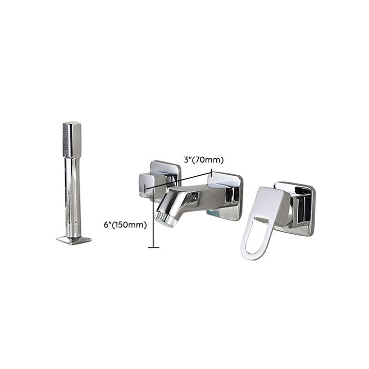 Lisslune | Wall Mounted Faucet Brass Lever Handle Bathroom Faucet Hand Shower