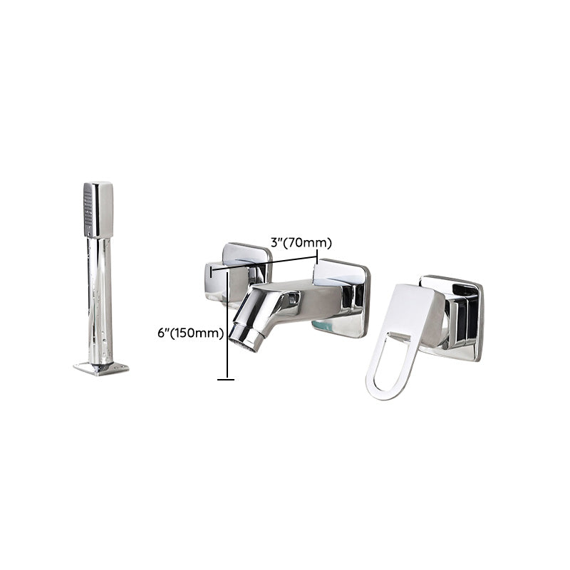 Lisslune | Wall Mounted Faucet Brass Lever Handle Bathroom Faucet Hand Shower