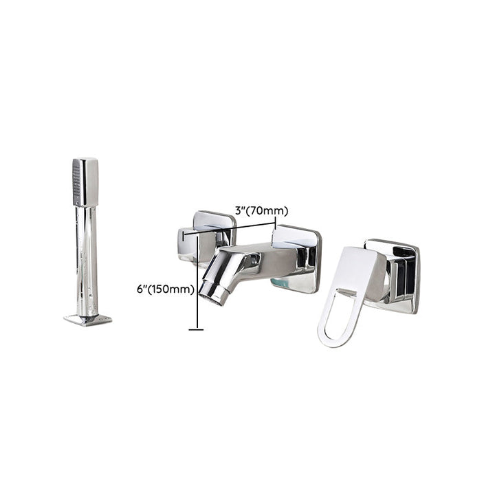 Lisslune | Wall Mounted Faucet Brass Lever Handle Bathroom Faucet Hand Shower