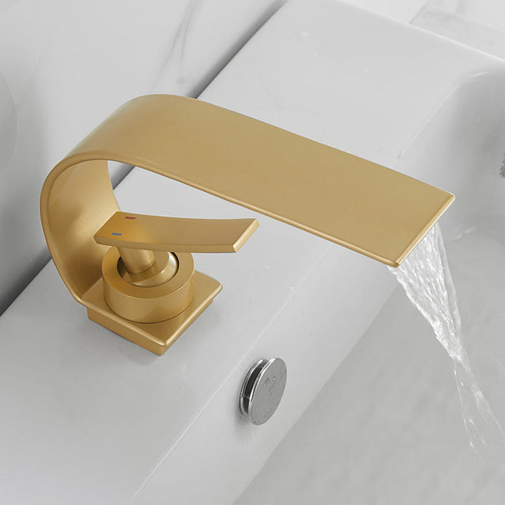 Lisslune | Unique bathroom waterfall faucet brass sink tap