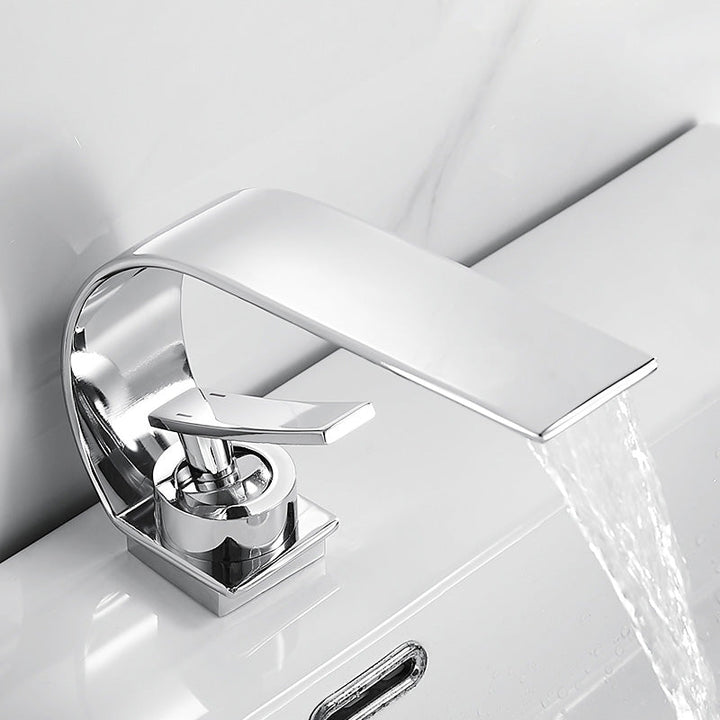 Lisslune | Unique bathroom waterfall faucet brass sink tap
