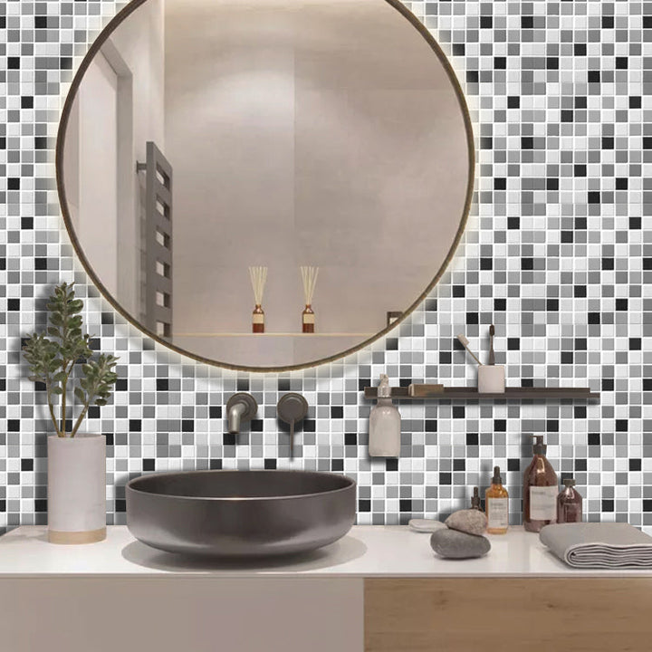Lisslune | PVC Peel & Stick Mosaic Tile Square Shape Mosaic Tiles Wallpaper