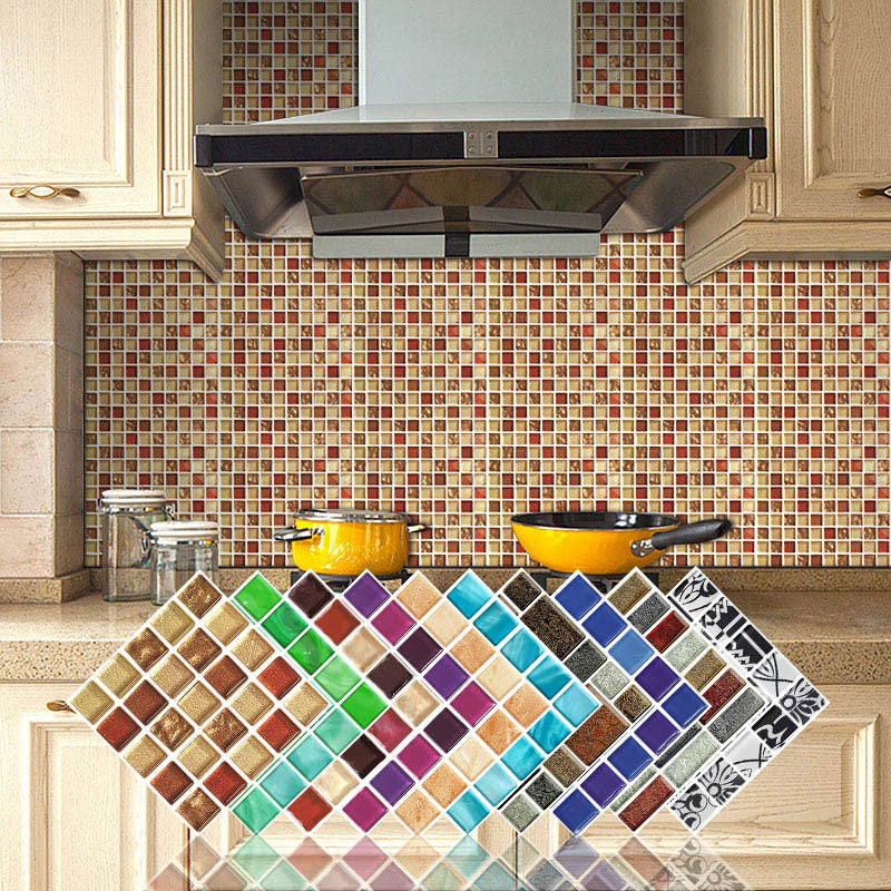 Lisslune | Mosaic Tile Wallpaper PVC Waterproof Peel and Stick Wall Tile with Square Shape