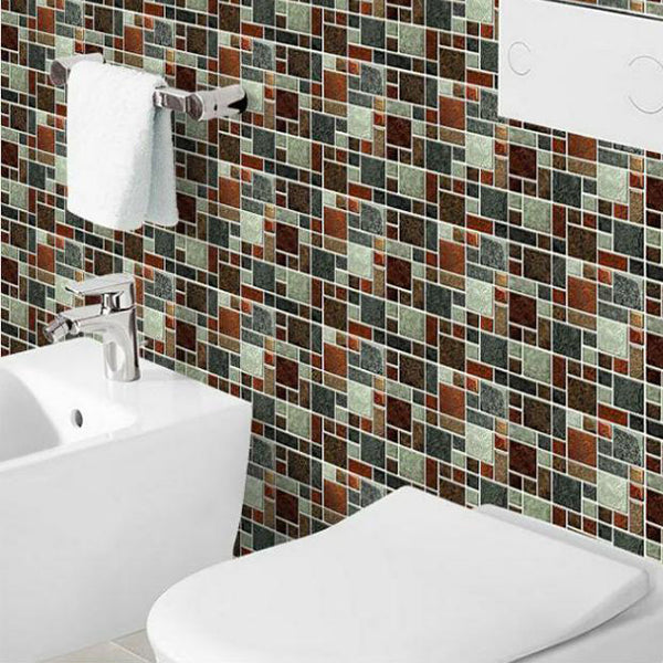Lisslune | Mosaic Tile Wallpaper PVC Waterproof Peel and Stick Wall Tile with Square Shape