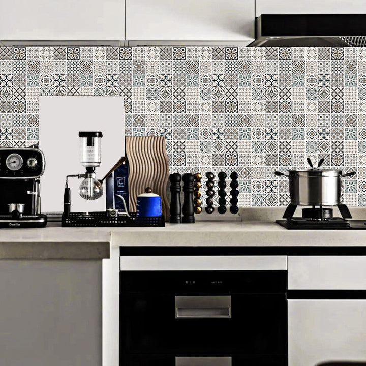 Lisslune | Mosaic tile wallpaper plastic stain-resistant peel and stick mosaic tiles