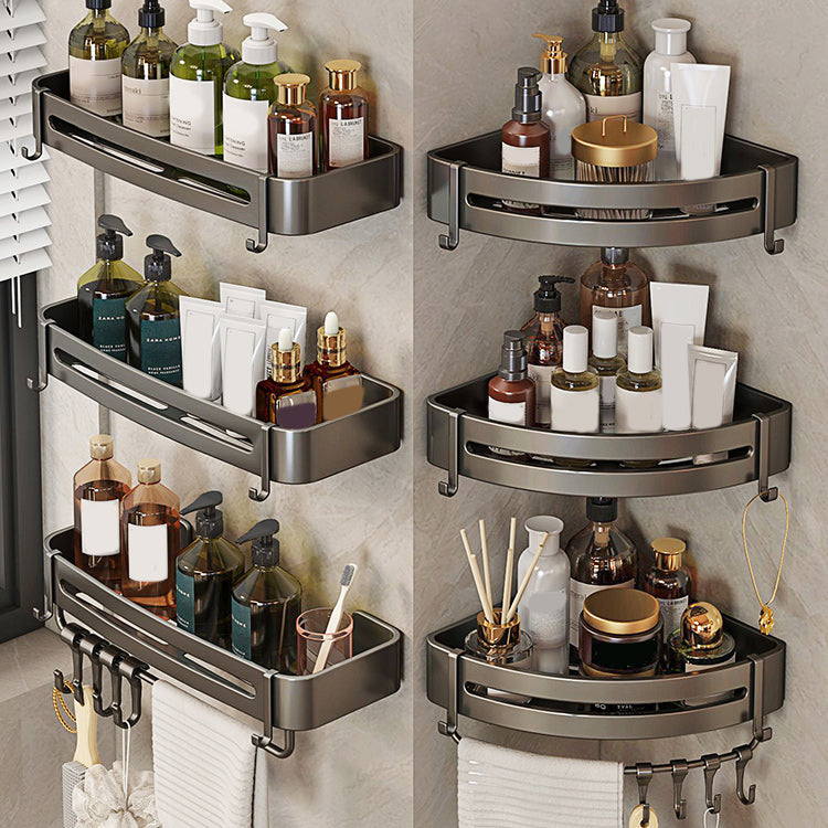 Lisslune | Contemporary Bathroom Accessory Set 3-piece Bath Shelf with Hooks