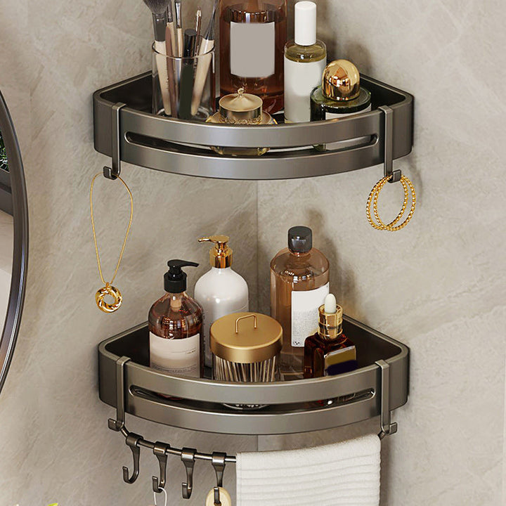 Lisslune | Contemporary Bathroom Accessory Set 3-piece Bath Shelf with Hooks