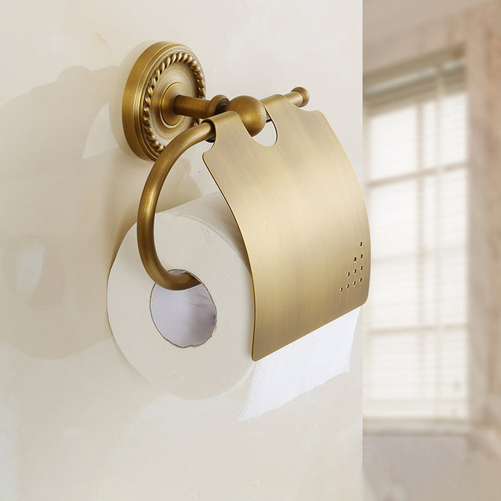 Lisslune | Brass Traditional Bathroom Accessory Set Vintage Bronze Bath Shelf/Towel Holder/Bathrobe Hook