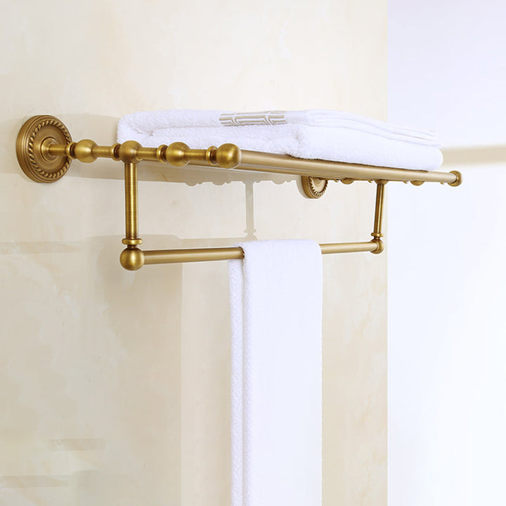 Lisslune | Brass Traditional Bathroom Accessory Set Vintage Bronze Bath Shelf/Towel Holder/Bathrobe Hook