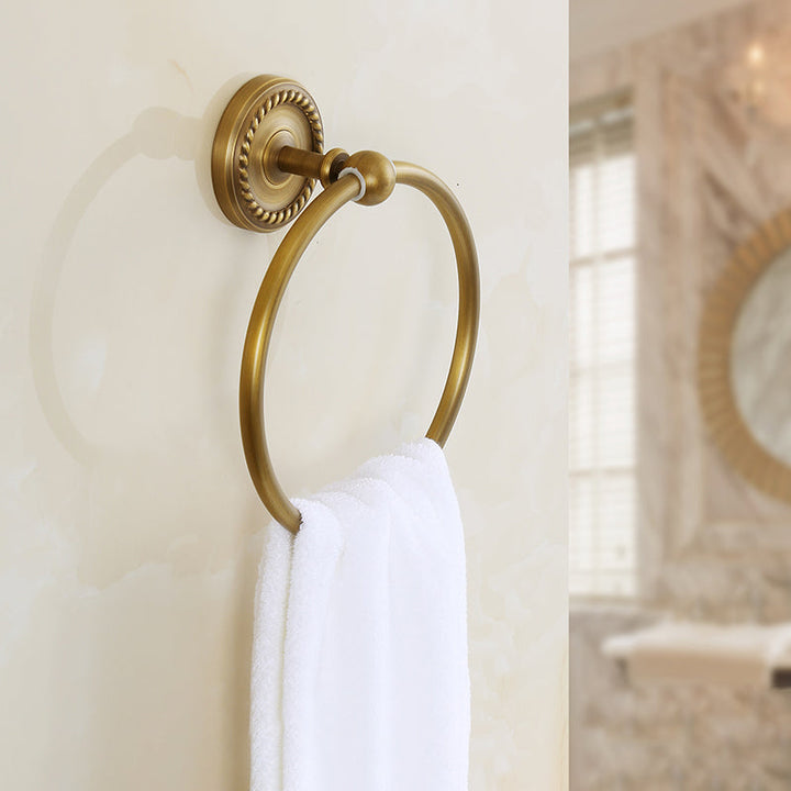 Lisslune | Brass Traditional Bathroom Accessory Set Vintage Bronze Bath Shelf/Towel Holder/Bathrobe Hook