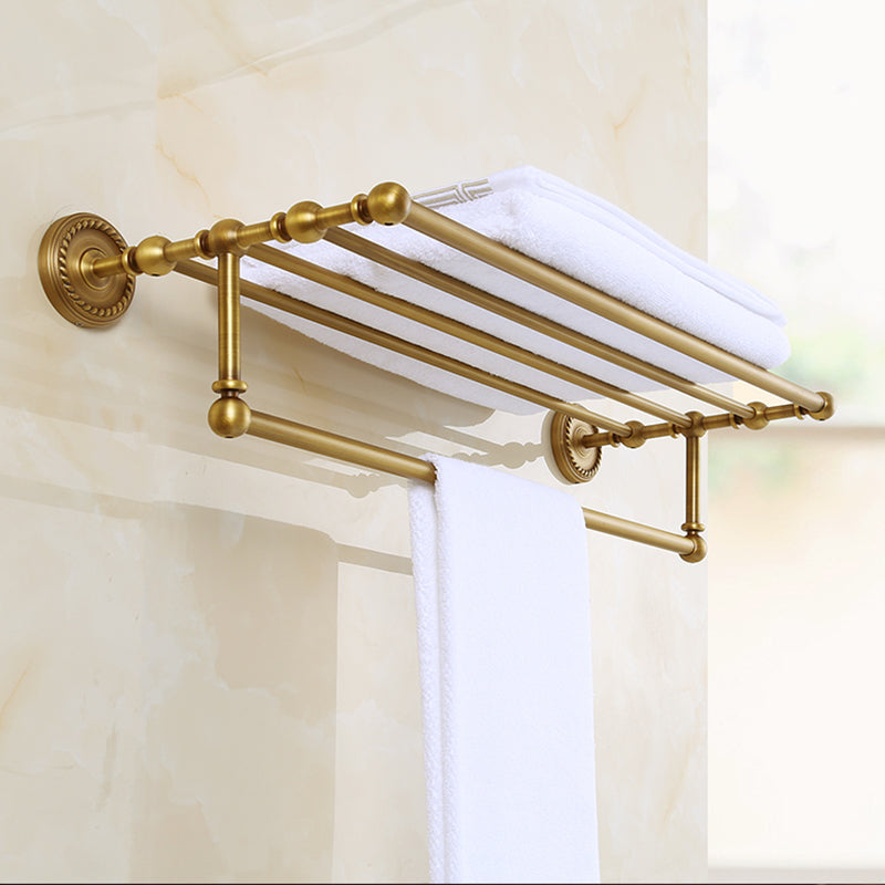Lisslune | Brass Traditional Bathroom Accessory Set Vintage Bronze Bath Shelf/Towel Holder/Bathrobe Hook