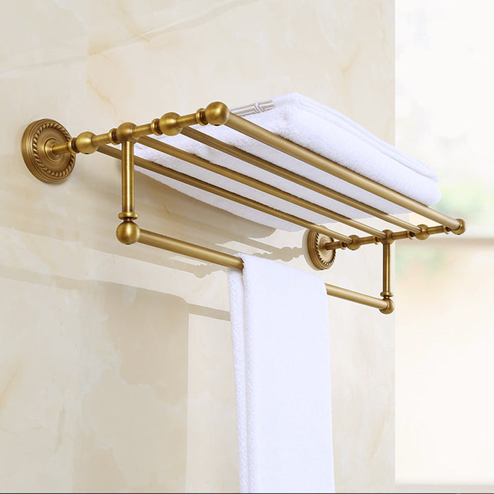 Lisslune | Brass Traditional Bathroom Accessory Set Vintage Bronze Bath Shelf/Towel Holder/Bathrobe Hook