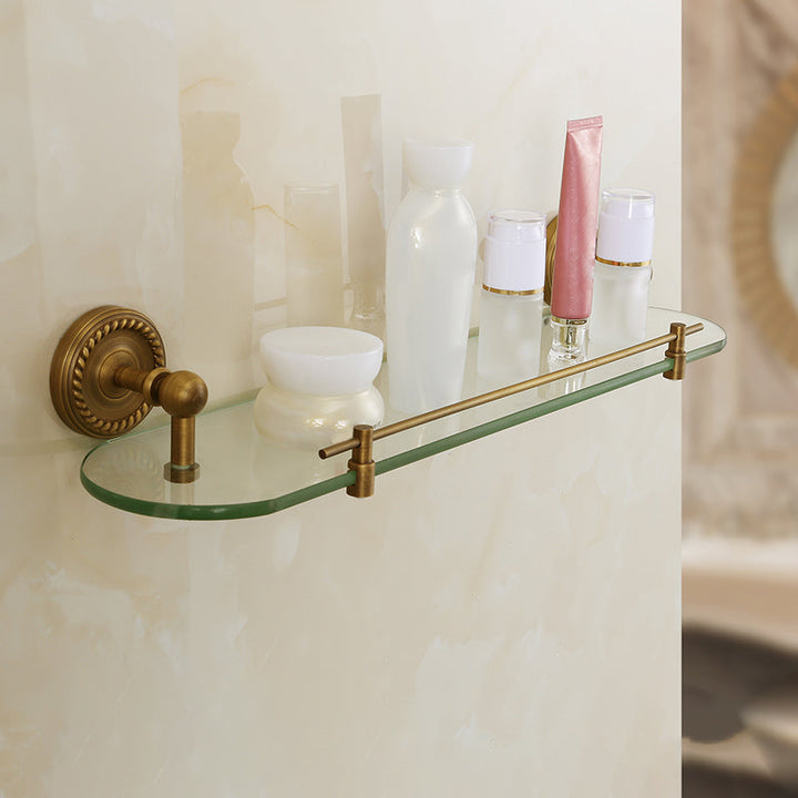 Lisslune | Brass Traditional Bathroom Accessory Set Vintage Bronze Bath Shelf/Towel Holder/Bathrobe Hook