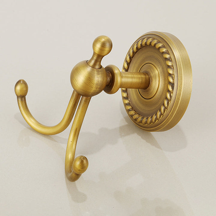 Lisslune | Brass Traditional Bathroom Accessory Set Vintage Bronze Bath Shelf/Towel Holder/Bathrobe Hook