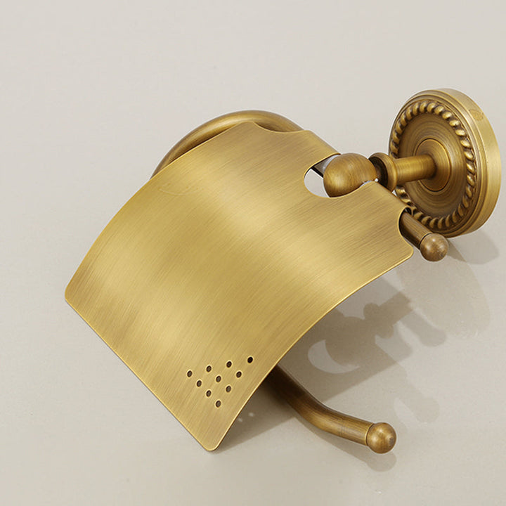 Lisslune | Brass Traditional Bathroom Accessory Set Vintage Bronze Bath Shelf/Towel Holder/Bathrobe Hook