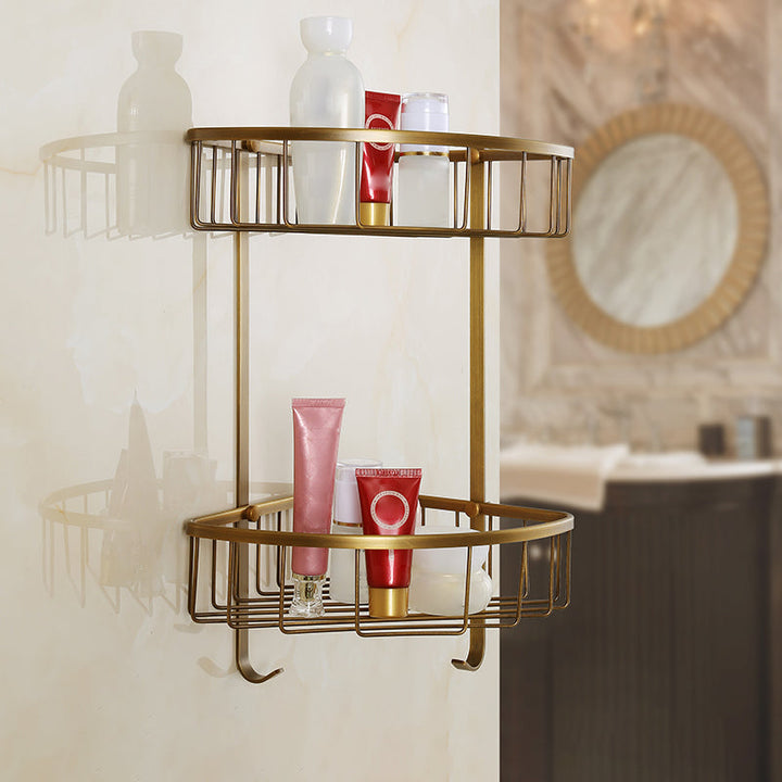 Lisslune | Brass Traditional Bathroom Accessory Set Vintage Bronze Bath Shelf/Towel Holder/Bathrobe Hook