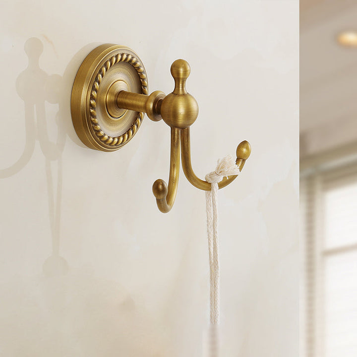 Lisslune | Brass Traditional Bathroom Accessory Set Vintage Bronze Bath Shelf/Towel Holder/Bathrobe Hook
