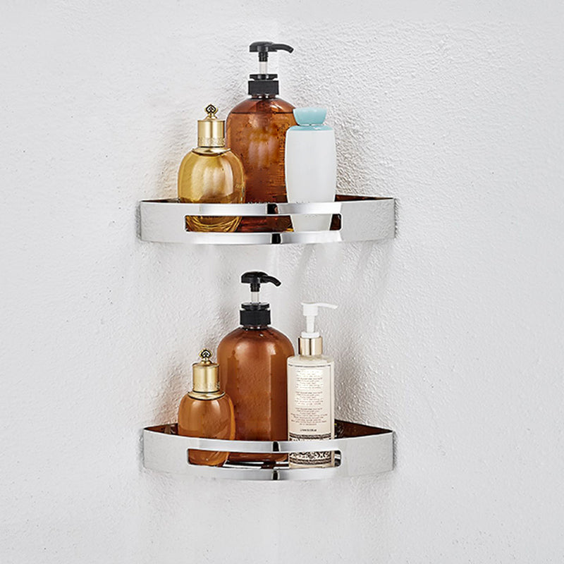 Lisslune | Polished Chrome Modern Bathroom Accessories Set Stainless Steel Triangular Shower Shelf