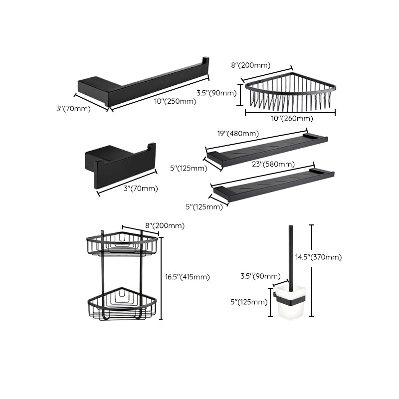 Lisslune | 5-piece Modernism Bathroom Accessory Set in Matte Black Stainless Steel
