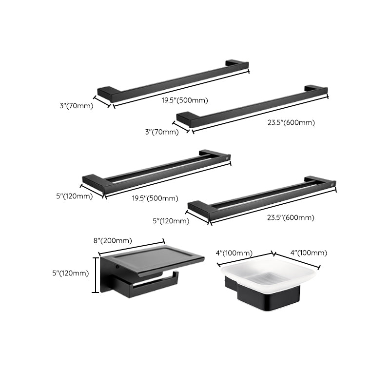 Lisslune | 5-piece Modernism Bathroom Accessory Set in Matte Black Stainless Steel