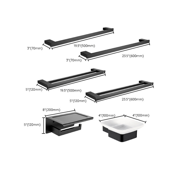 Lisslune | 5-piece Modernism Bath Accessory Set in Matte Black Stainless Steel