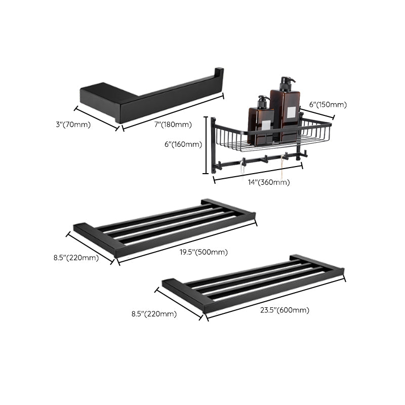 Lisslune | 5-piece Modernism Bathroom Accessory Set in Matte Black Stainless Steel