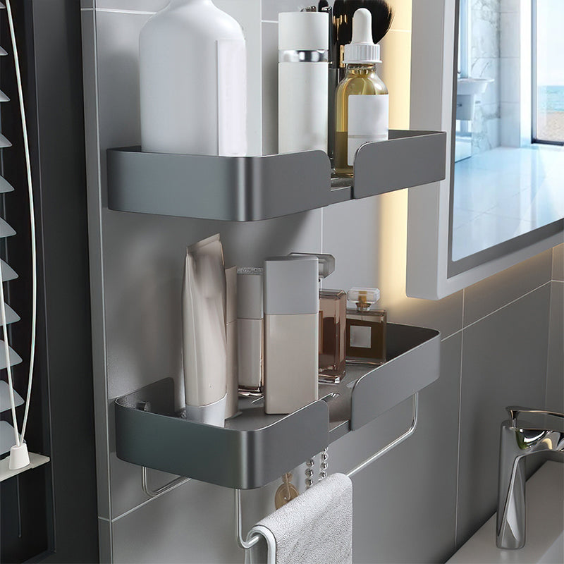 Lisslune | 3-piece modern bathroom hardware set aluminum bathroom shelf in gray