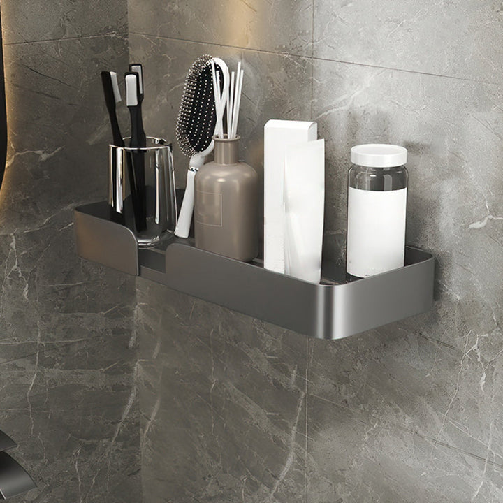 Lisslune | 3-piece modern bathroom hardware set aluminum bathroom shelf in gray