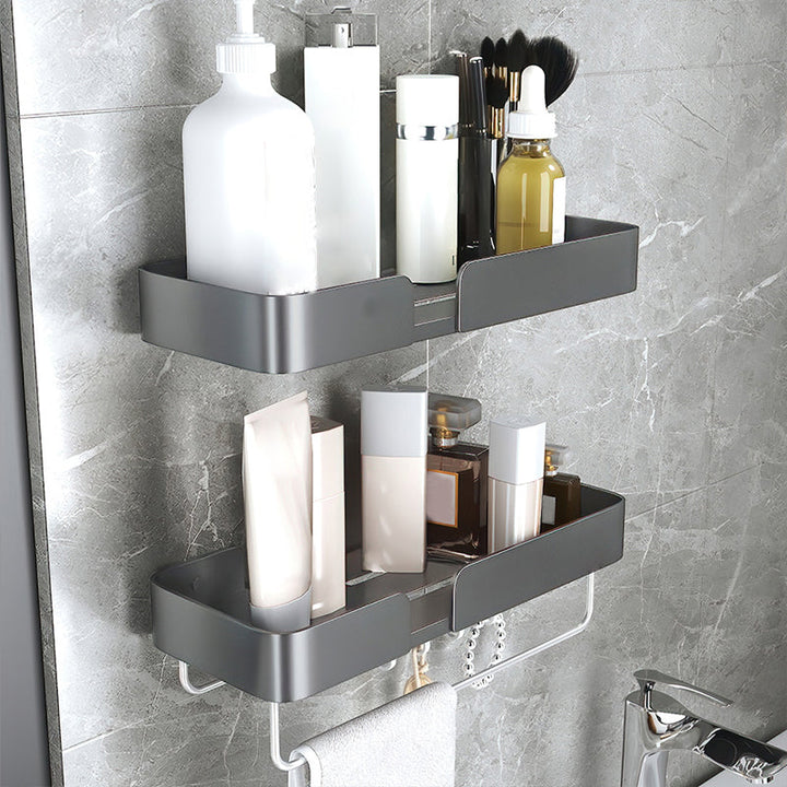 Lisslune | 3-piece modern bathroom hardware set aluminum bathroom shelf in gray