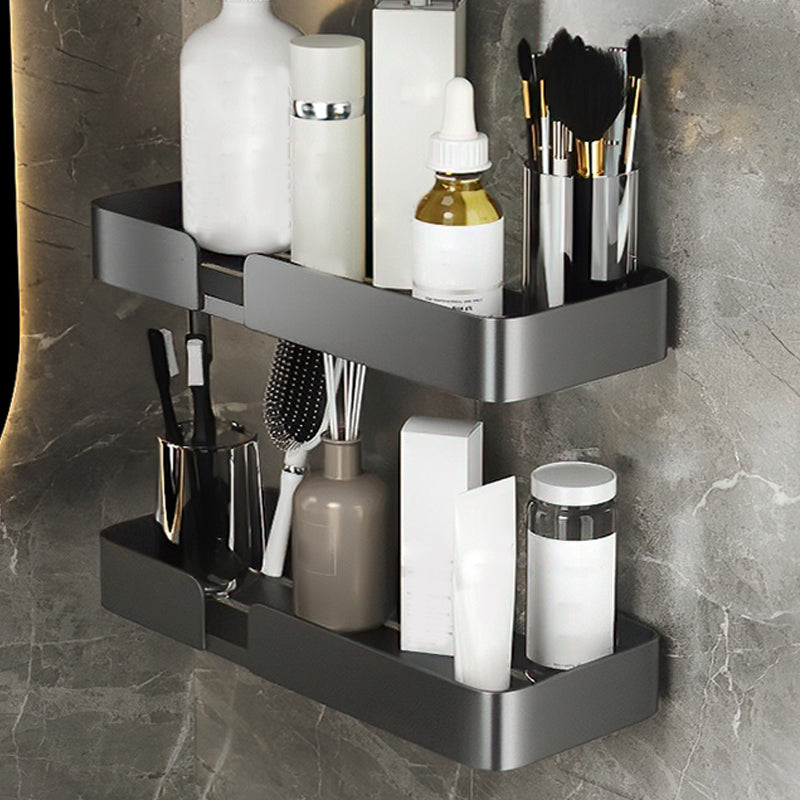 Lisslune | 3-piece modern bathroom hardware set aluminum bathroom shelf in gray