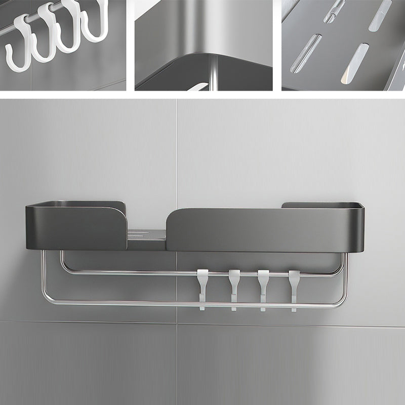 Lisslune | 3-piece modern bathroom hardware set aluminum bathroom shelf in gray