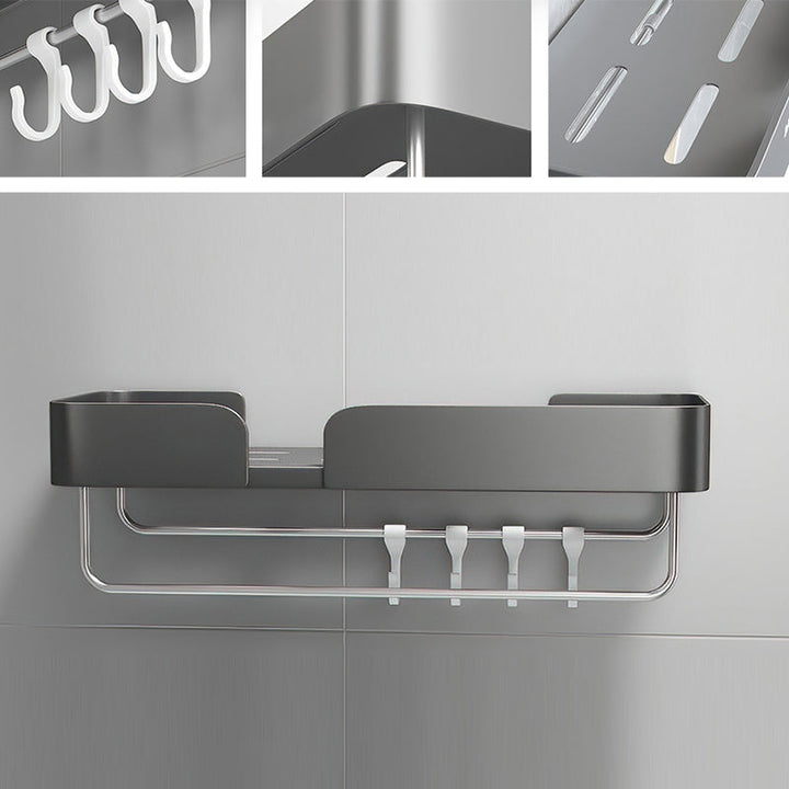 Lisslune | 3-piece modern bathroom hardware set aluminum bathroom shelf in gray