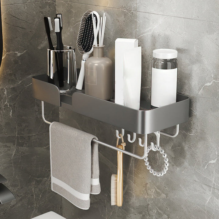 Lisslune | 3-piece modern bathroom hardware set aluminum bathroom shelf in gray