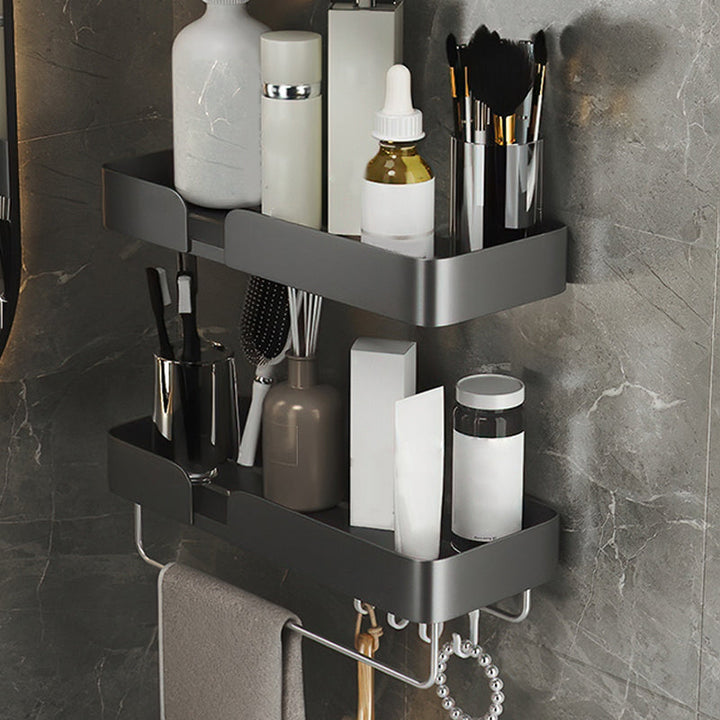 Lisslune | 3-piece modern bathroom hardware set aluminum bathroom shelf in gray