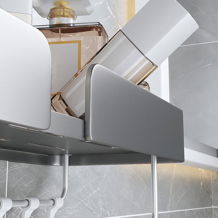 Lisslune | 3-piece modern bathroom hardware set aluminum bathroom shelf in gray