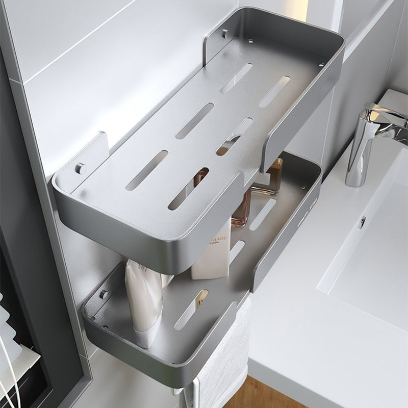 Lisslune | 3-piece modern bathroom hardware set aluminum bathroom shelf in gray