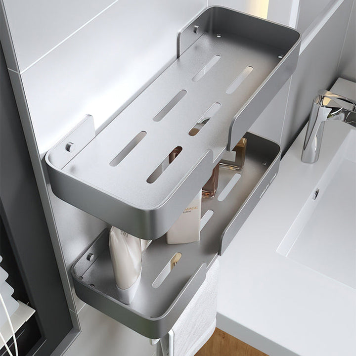 Lisslune | 3-piece modern bathroom hardware set aluminum bathroom shelf in gray