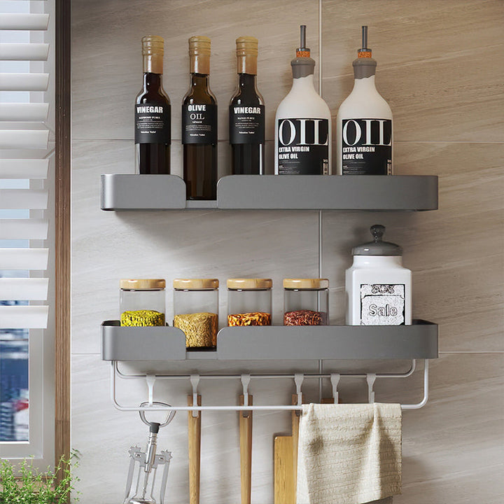 Lisslune | 3-piece modern bathroom hardware set aluminum bathroom shelf in gray