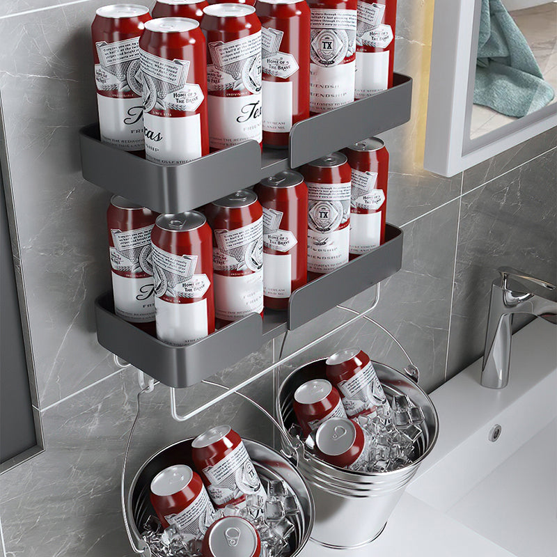 Lisslune | 3-piece modern bathroom hardware set aluminum bathroom shelf in gray